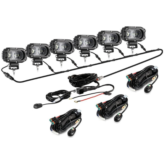 6Pcs Pod Lights+Additional 6-Pod Power Harness / Without Covers