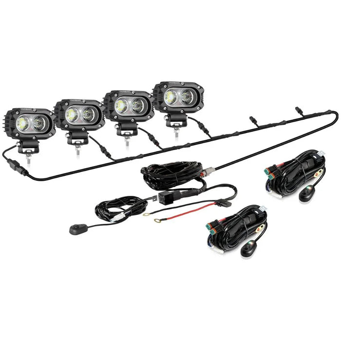 4Pcs Pod Lights+Additional 6-Pod Power Harness / Without Covers