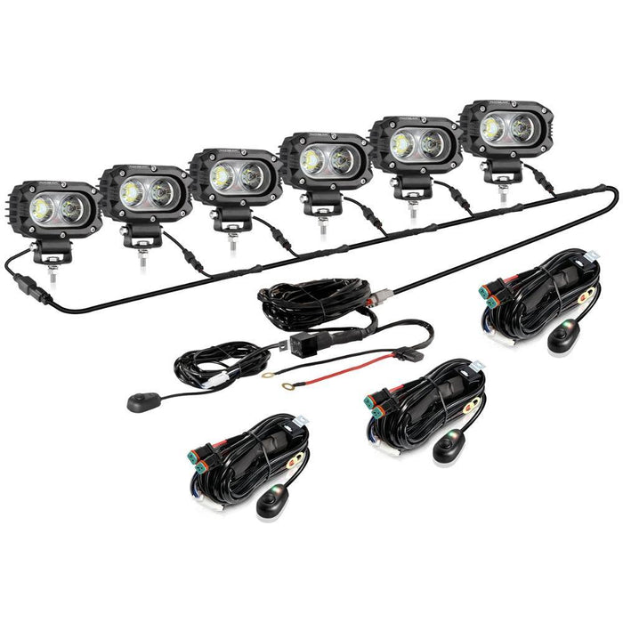 6Pcs Pod Lights+Additional 6-Pod Power Harness / Without Covers