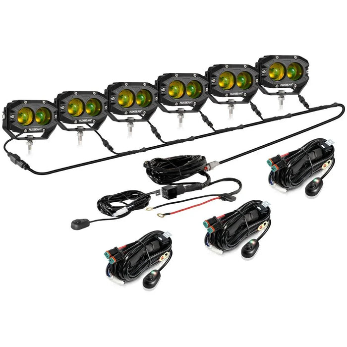 6Pcs Pod Lights+Additional 6-Pod Power Harness