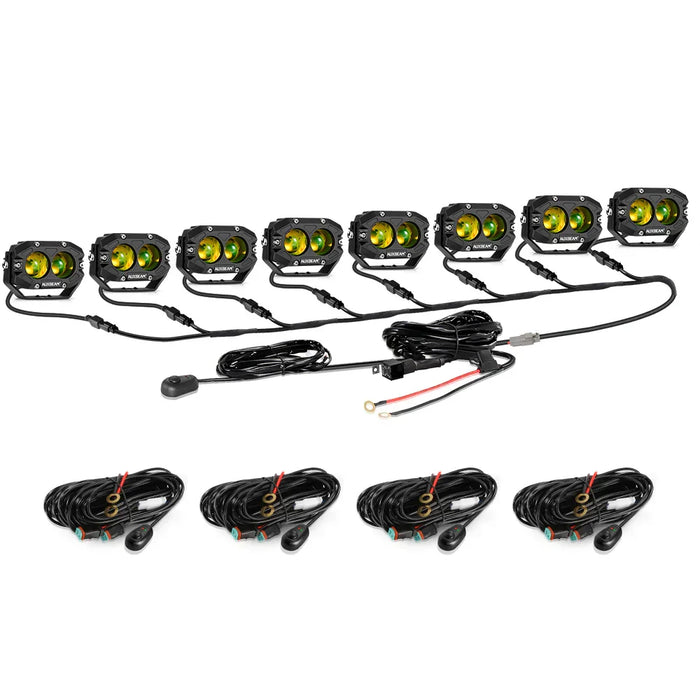 8Pcs Pod Lights+Additional 8-Pod Power Harness