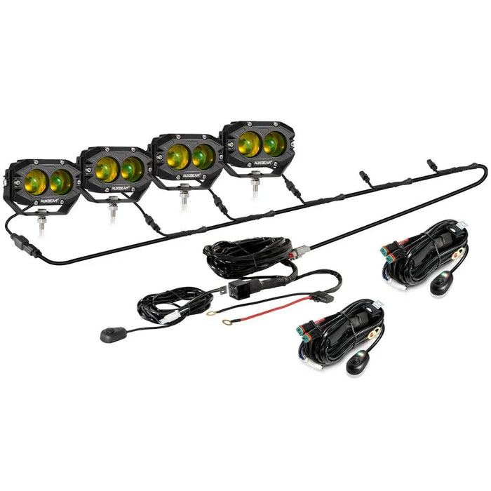 4Pcs Pod Lights+Additional 6-Pod Power Harness