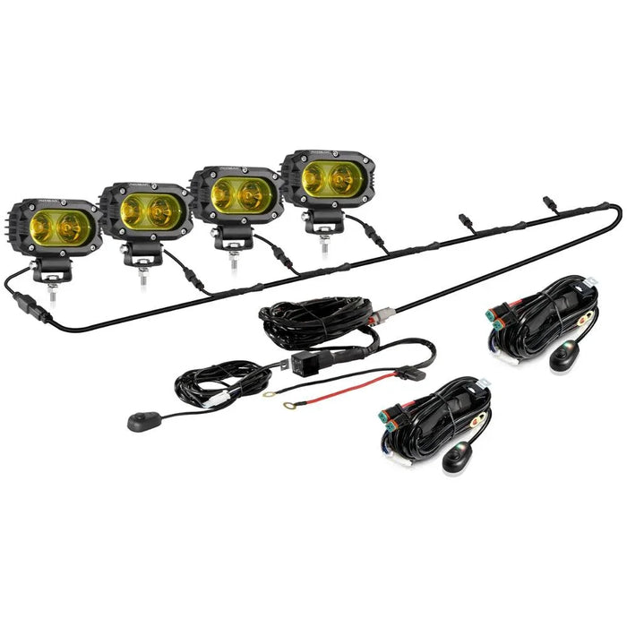 4Pcs Pod Lights+Additional 6-Pod Power Harness / Without Covers
