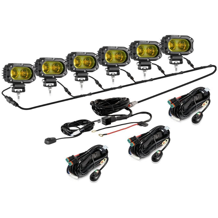 6Pcs Pod Lights+Additional 6-Pod Power Harness / Without Covers