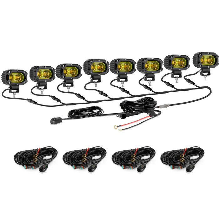 8Pcs Pod Lights+Additional 8-Pod Power Harness / Without Covers