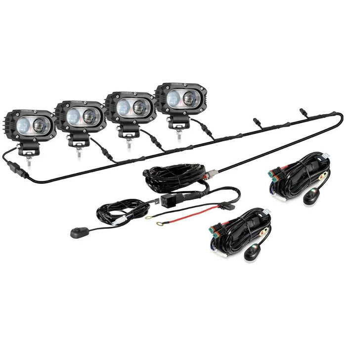 4Pcs Pod Lights+Additional 6-Pod Power Harness / Without Covers