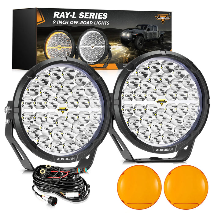 🔥9 Inch Driving Lights+Dark Amber Covers