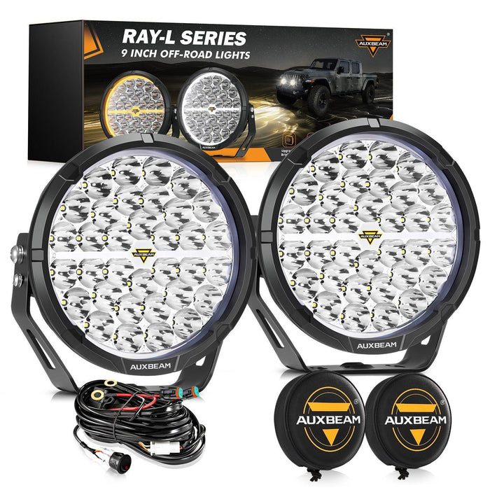 🔥 9 Inch Driving Lights+Black Leather Covers