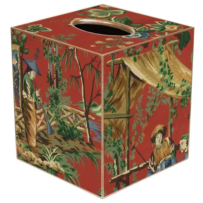 Red Chinois Tissue Box Cover
