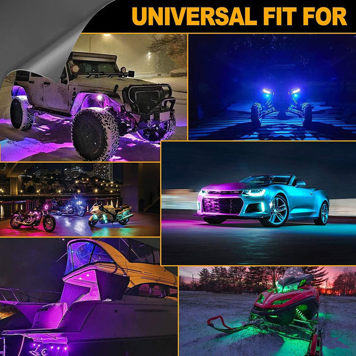 RGB LED Rock Light Set with Bluetooth Controller for GMC Sierra AT4 GMC Sierra 1500/2500/3500