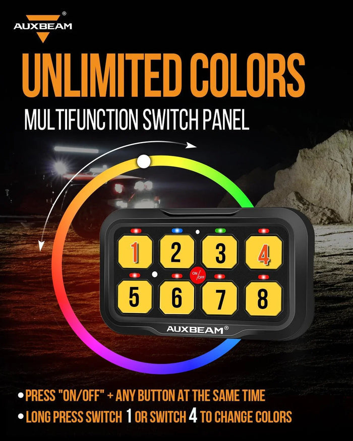 RGB Series 4/6/8/12 Gang LED Switch Panel,Off Road Light Controller