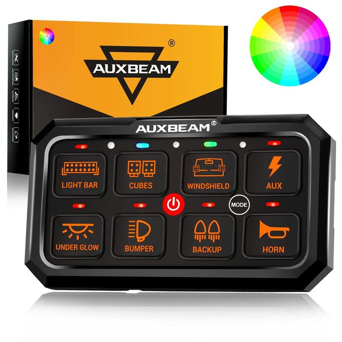 RGB Series 8 Gang (RA80 XL) Switch Panel, Larger Size, Toggle/ Momentary/ Pulsed Mode Supported
