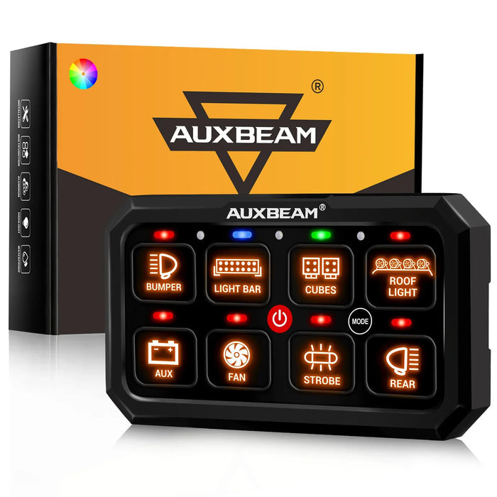 RGB Series 8 Gang (RB80 XL) Switch Panel without APP, Toggle/ Momentary/ Pulsed Mode Supported (Two-Sided Outlet)