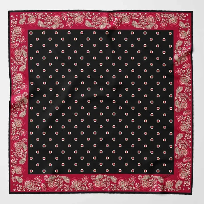 Sangiovese - Silk Pocket Square - Black and Red