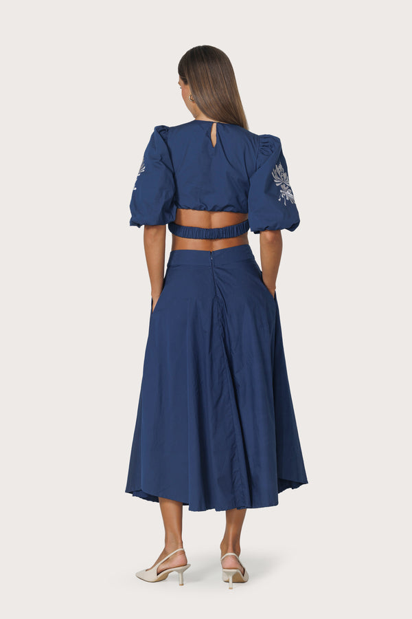 Sara Embroidered Poplin Skirt - Byzantine