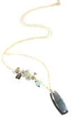 Single Faceted Labradorite Gemstone on 14kgf Paper Clip Chain