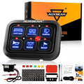 6 Gang / 1-Sided Outlet / Blue Switch Panel Set