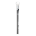 The Nikol Beauty SOFT SET TECHNIQUE™ BRUSH is a silver vegan makeup brush with a white, soft bristle head and "Softer Than Couture" on the handle, perfect for under-eye setting and shown on a white background.