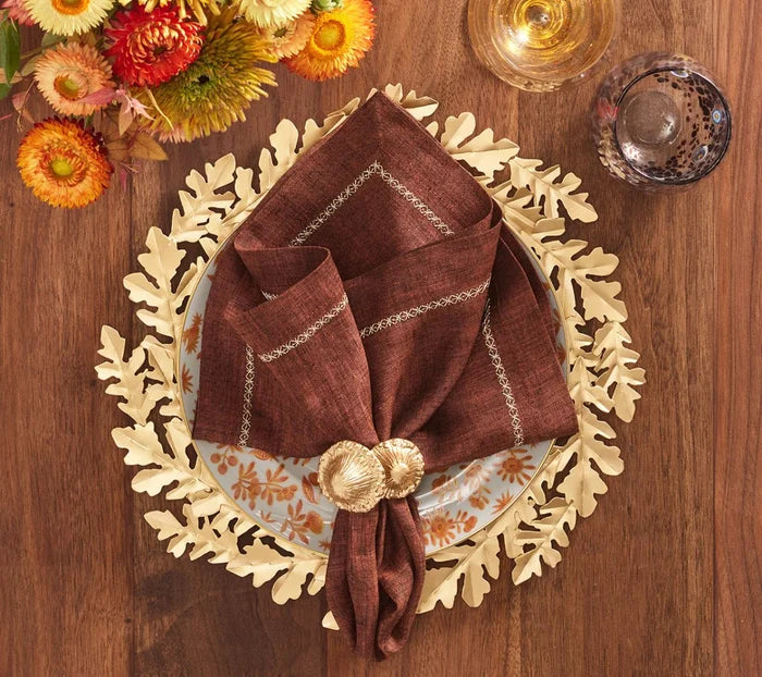 Sprout Napkin Ring in Brown & Gold