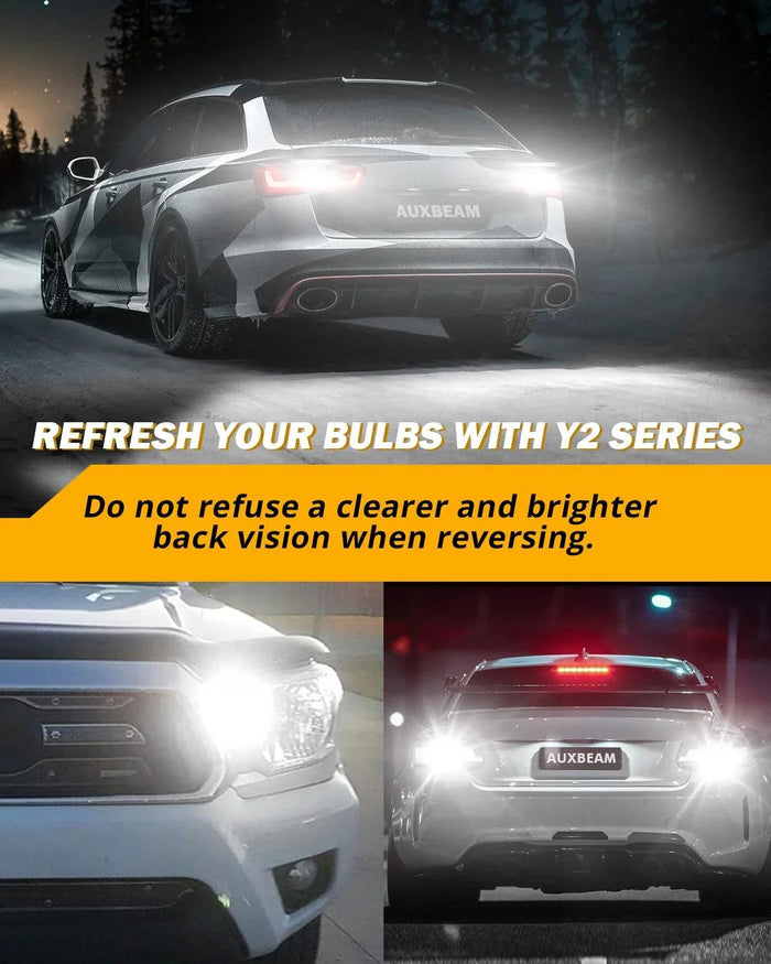 T20 7443 7440 LED Backup Reverse/Turn Signal/Brake Tail Light Bulbs 14W 6000LM CAN-Bus Error Free 6500K White Y2 Series | 2 Bulbs