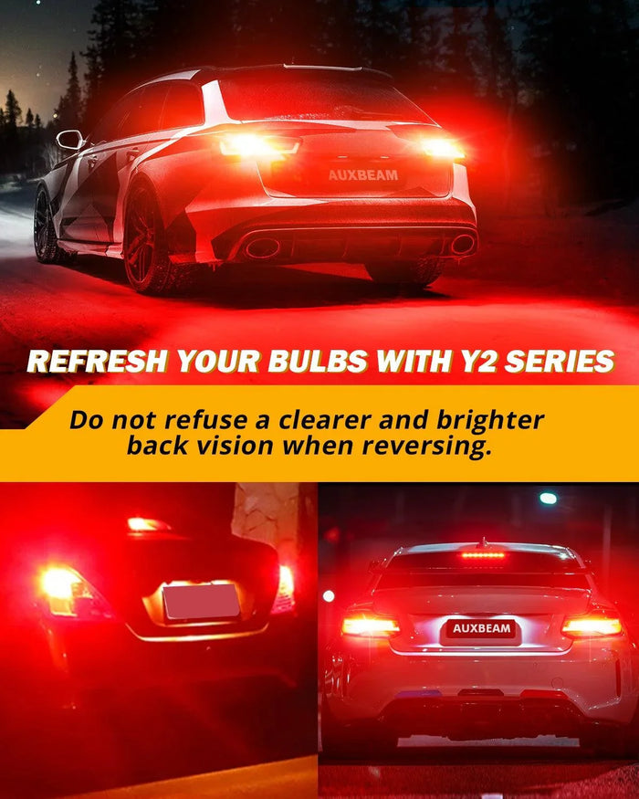 T20 7443 7440 LED Brake/Tail Light Bulbs 14W 6000LM CAN-Bus Error Free Red Y2 Series | 2 Bulbs