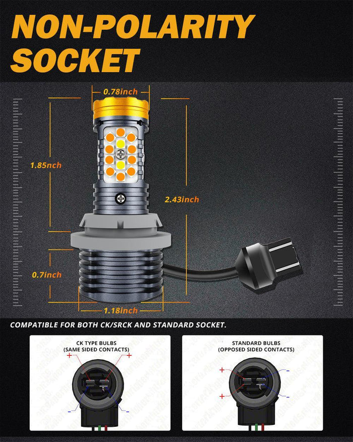 🆕T20 7443 7440 LED Front Turn Signal & DRL Light Bulbs 800% High Brightness CAN-Bus Error Free Dual Color Switchback White & Amber B31 Series | 2 Bulbs
