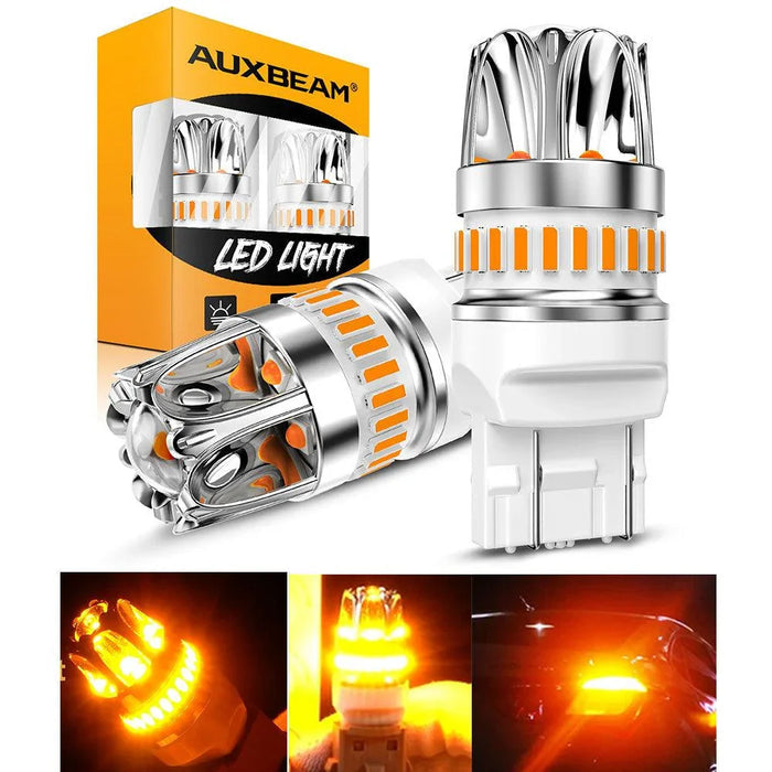 T20 7443 7440 LED Turn Signal Light Rear/Front, Side Maker Light Bulbs 14W 6000LM CAN-Bus Error 3000K Amber Y2 Series | 2 Bulbs