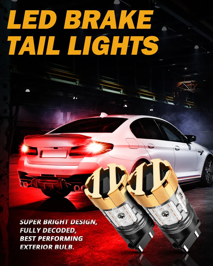 🆕T25 3157 3156 LED Brake/Tail Light Bulbs 50W 4000LM CAN-Bus Error Free Red B21-PRO Series | 2 Bulbs