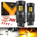 T25 3157 3156 LED Front Turn Signal & DRL Light Bulbs 400% High Brightness Dual Color Switchback White & Amber B1B Series| 2 Bulbs