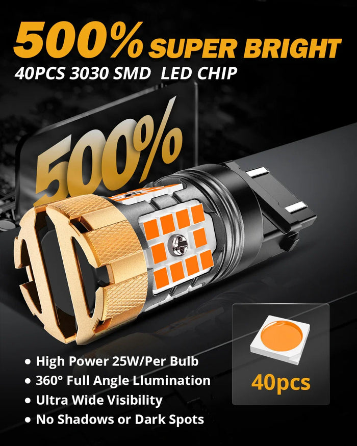 🆕T25 3157 3156 LED Turn Signal Light Rear/Front, Side Marker Light Bulbs 50W 4000LM CAN-Bus Error Free 3000K Amber B21-PRO Series |2 Bulbs