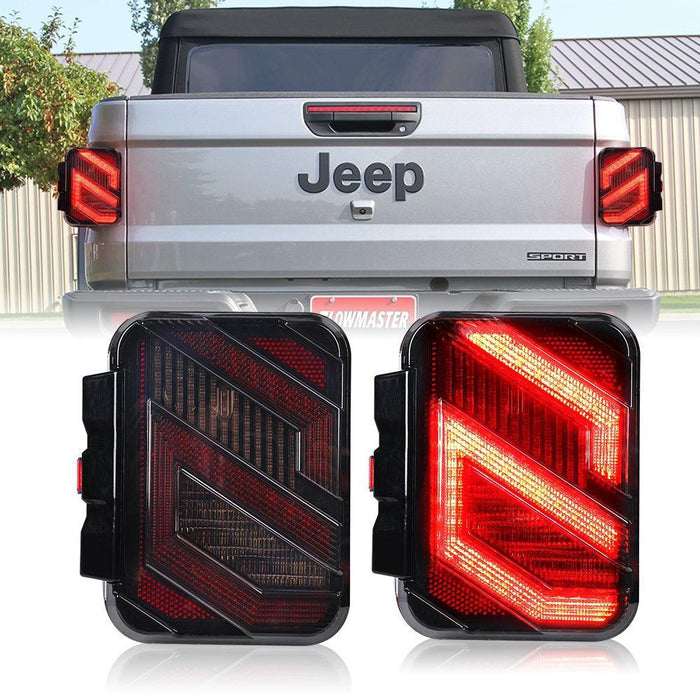 LED tail lights for Jeep with sequential turn signals and red smoked lens design