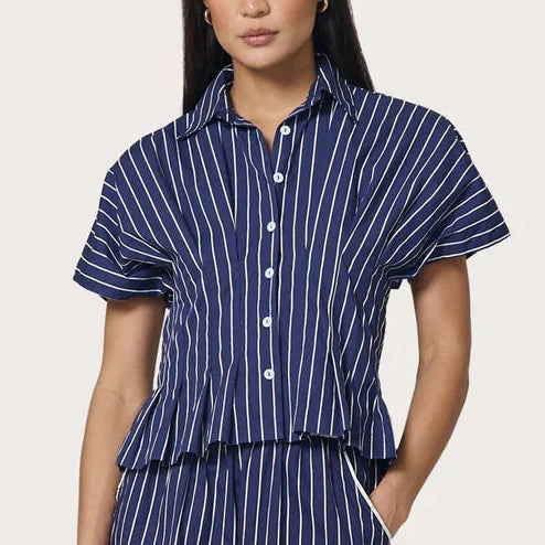 Tailor Blouse - Indigo Stripe