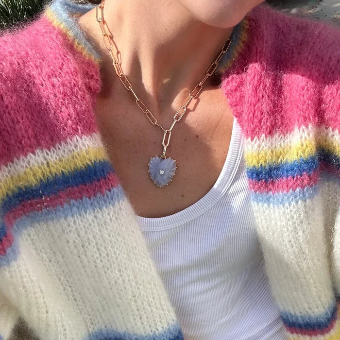 THATCH Malene Blue Lace Heart Charm and Chain