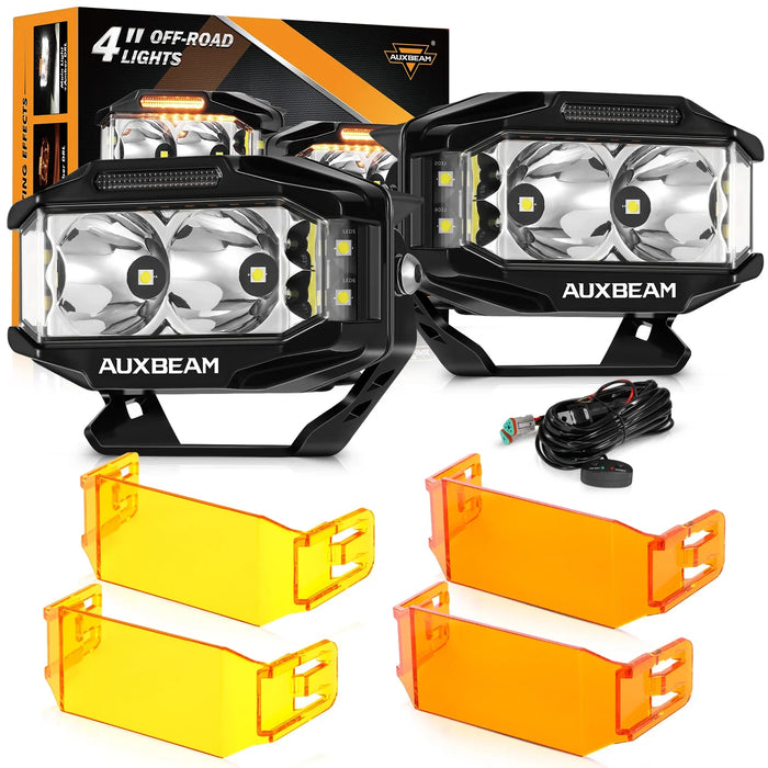 2Pcs Pod Lights / With Dark Amber Covers + Amber Covers