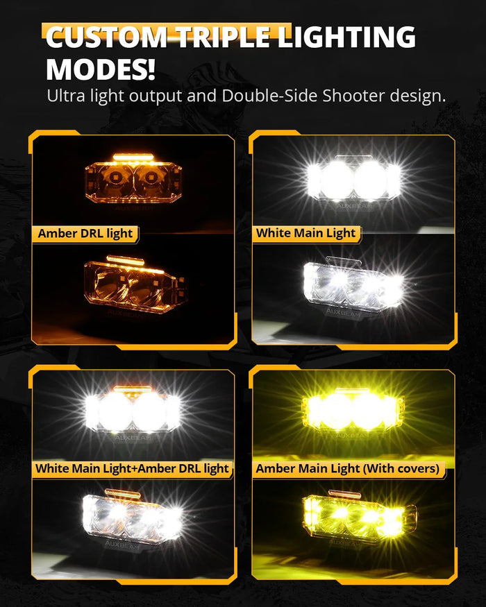 V-MAX Series | 4 Inch 72W 6960LM Spot Beam Side Shooter LED Rectangular Pod Lights with Amber DRL