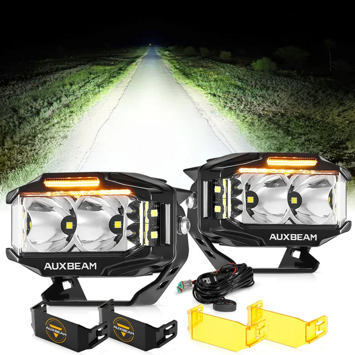 2Pcs Pod Lights / With Black Covers + Amber Covers