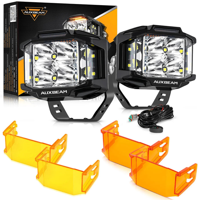 2Pcs Pod Lights / With Dark Amber Covers + Amber Covers