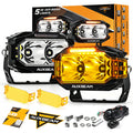 V-MAX Series | 5 Inch 138W 16200LM Spot Beam Side Shooter LED Rectangular Pod Lights with Amber DRL