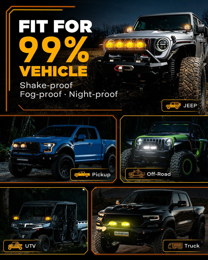 V-MAX Series | 5 Inch 138W 16200LM Spot Beam Side Shooter LED Rectangular Pod Lights with Amber DRL