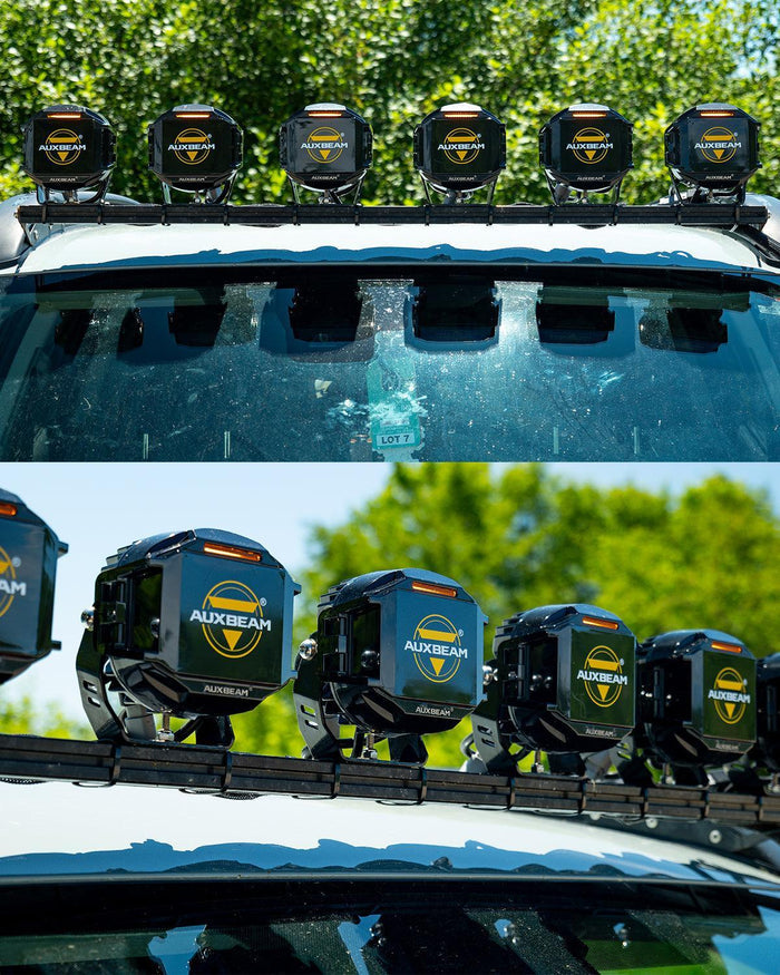 V-MAX Series | 5 Inch 168W 16440LM Spot Beam Side Shooter LED Round Pod Lights with Amber DRL