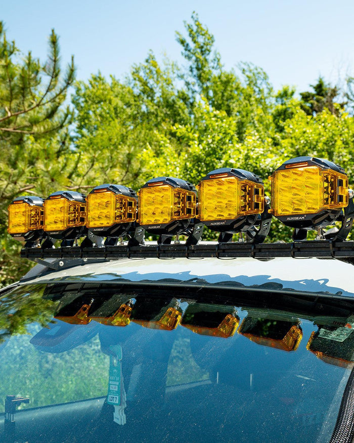 V-MAX Series | 5 Inch 168W 16440LM Spot Beam Side Shooter LED Square Pod Lights with Amber DRL