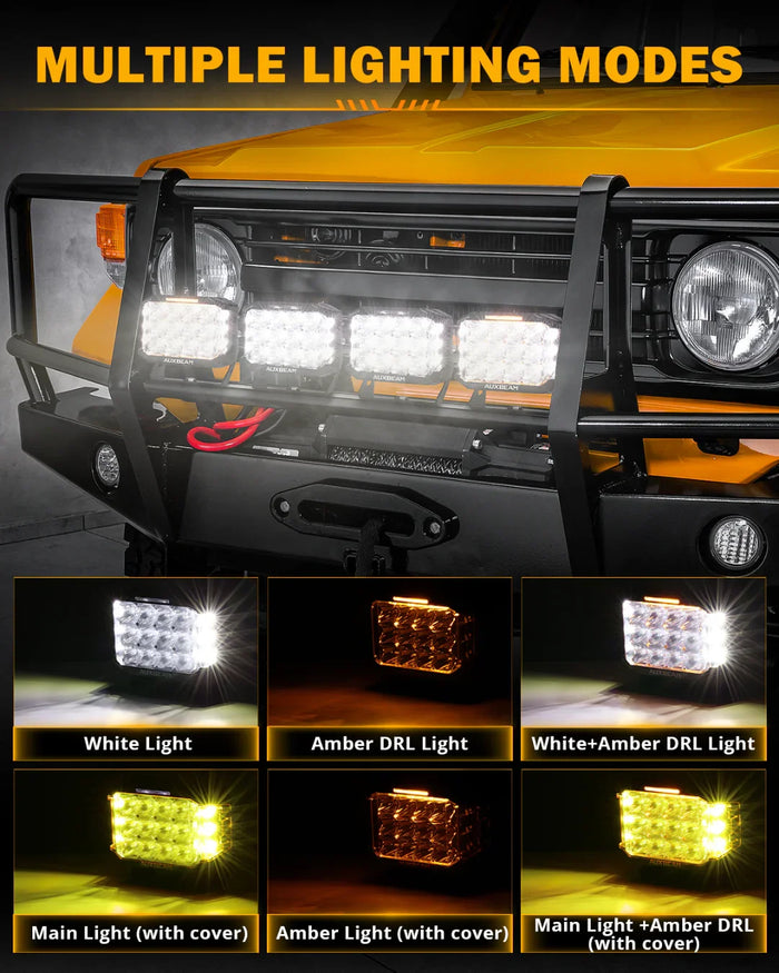 V-MAX Series | 7x5 Inch Rectangle 228W 26100LM Spot Beam Side Shooter LED Driving Lights with Amber DRL&Backlight