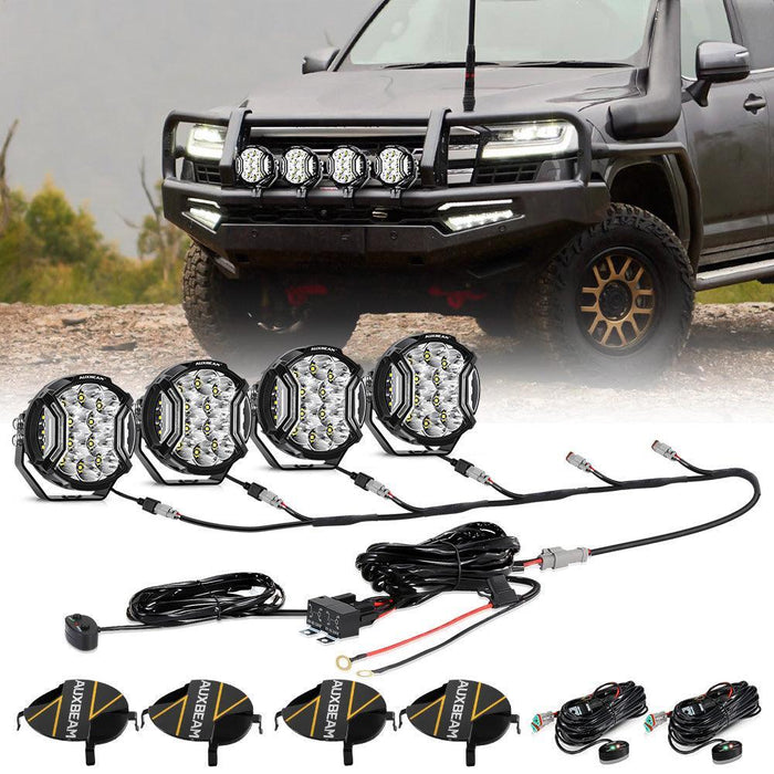 5 Inch / White / 4Pcs Pod Lights+Additional 6-Pod Power Harness