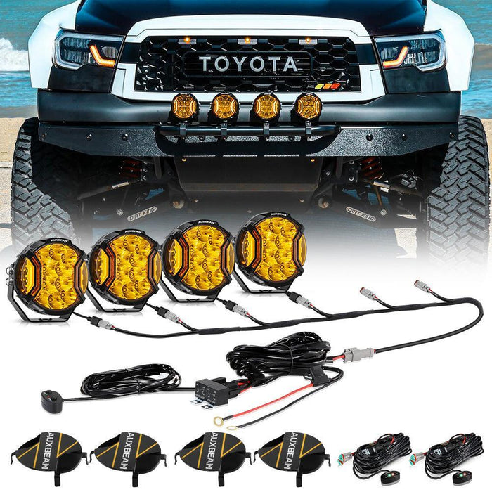 5 Inch / Amber / 4Pcs Pod Lights+Additional 6-Pod Power Harness