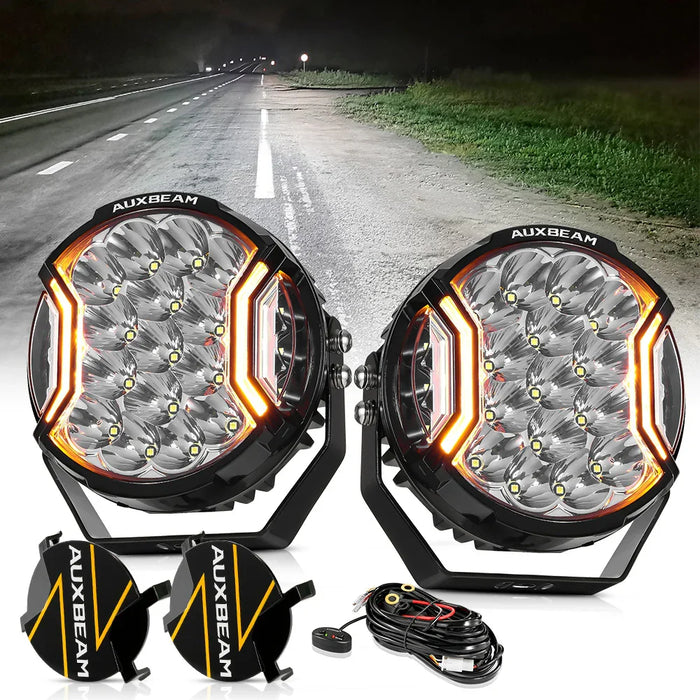 V-ULTRA Series | 7 Inch 226W LED Side Shooter White Pod Lights with Amber DRL