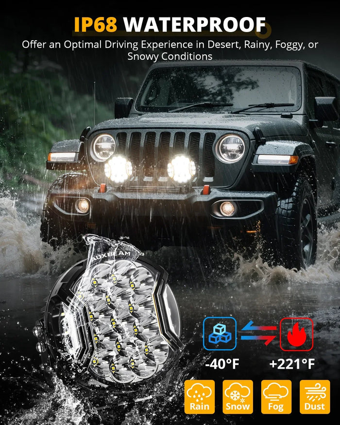 V-ULTRA Series | 7 Inch 226W LED Side Shooter White Pod Lights with Amber DRL