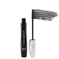 The VOLUME UP Mascara by Nikol Beauty features a unique elongated wand for bold color, housed in a sleek black container with VOLUME UP and a contrasting silver cap. Perfect for mature women seeking enhanced volume.