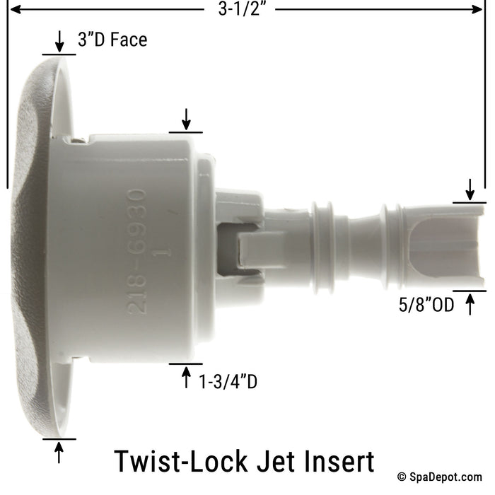 Waterway 3" Mini Storm Directional Twist-Lock Jet Insert - Sterling Gray