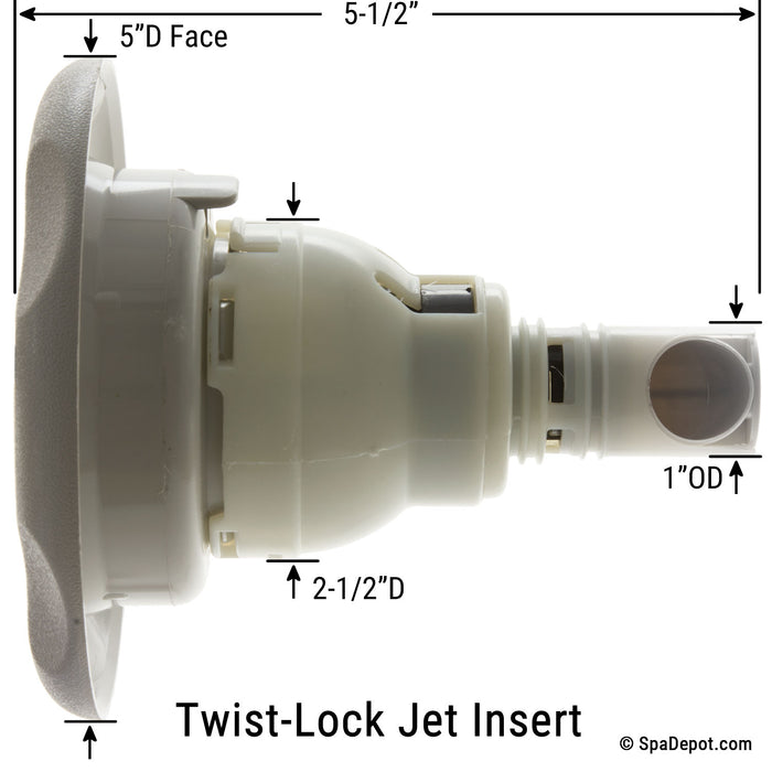Waterway 5" Power Storm Directional Twist-Lock Spa Jet Insert - Sterling Gray