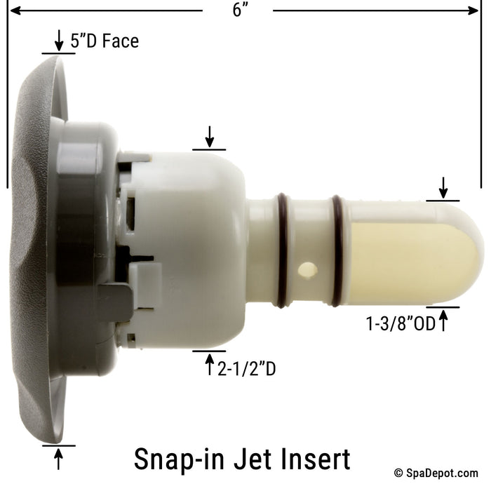 Waterway 5" Whirlpool Directional Twist-Lock Jet Insert - Gray